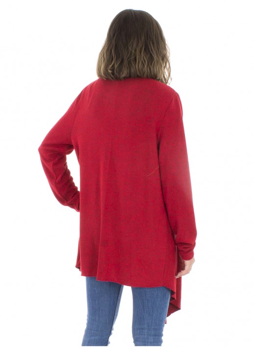 Cardigan asimetric tricot rosu