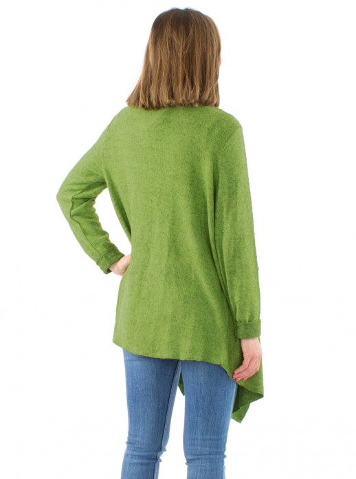 Cardigan asimetric tricot verde