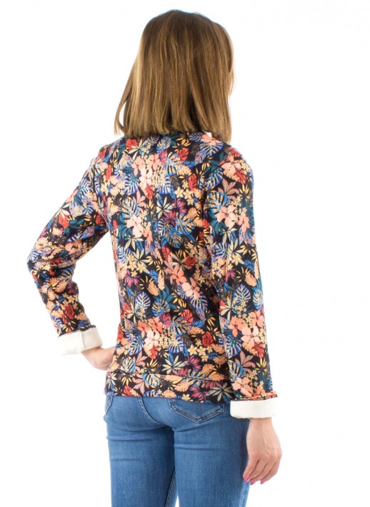 Jacheta cu print boem frunze & flori