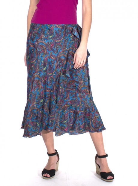 Fusta blue flamenco print cashmere