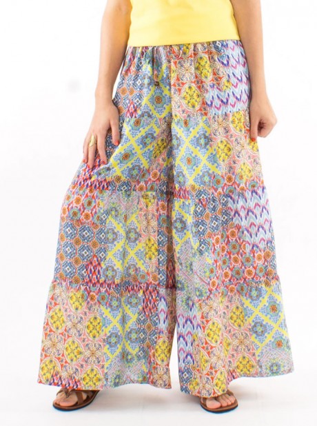 Pantaloni hippie-chic print mozaic