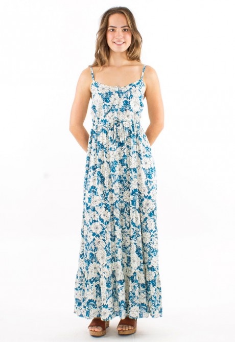 Rochie albastra cu print anemone
