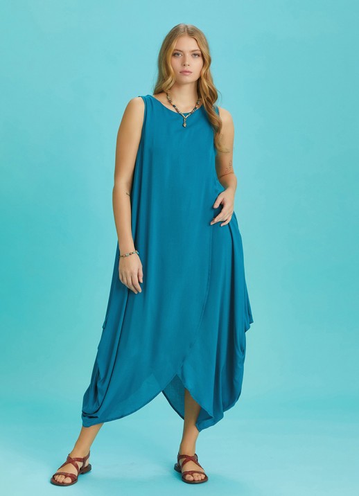 Blue Summer Dress croi in diagonala