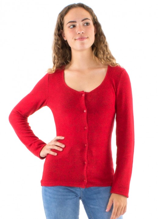 Cardigan rosu tricot cu nasturi