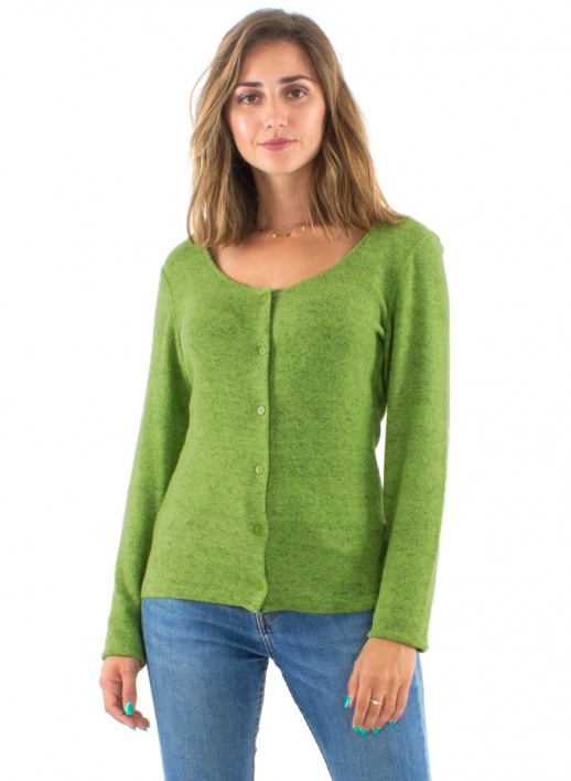 Cardigan verde tricot cu nasturi