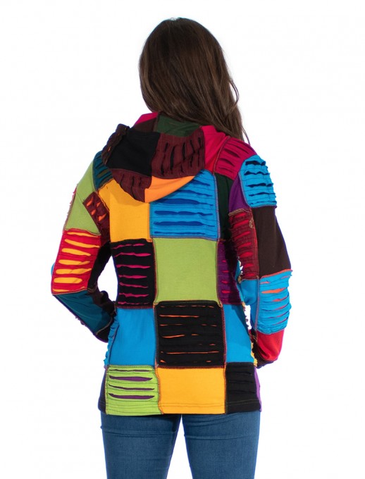 Hanorac tricotat bumbac patchwork