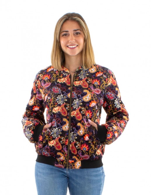 Jacheta din tricot cu print floral