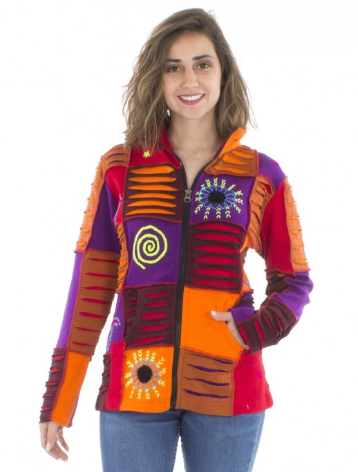 Hanorac etnic tricotat patchwork