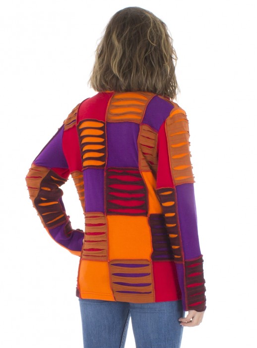 Hanorac etnic tricotat patchwork