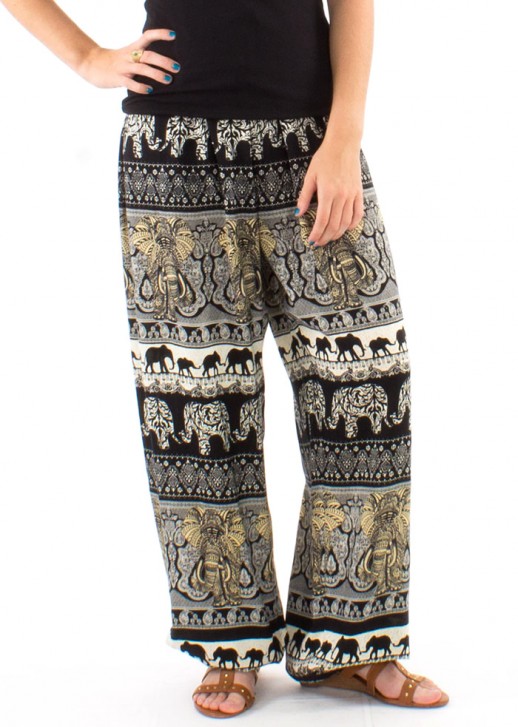 Pantaloni Aladdin negri print Bali