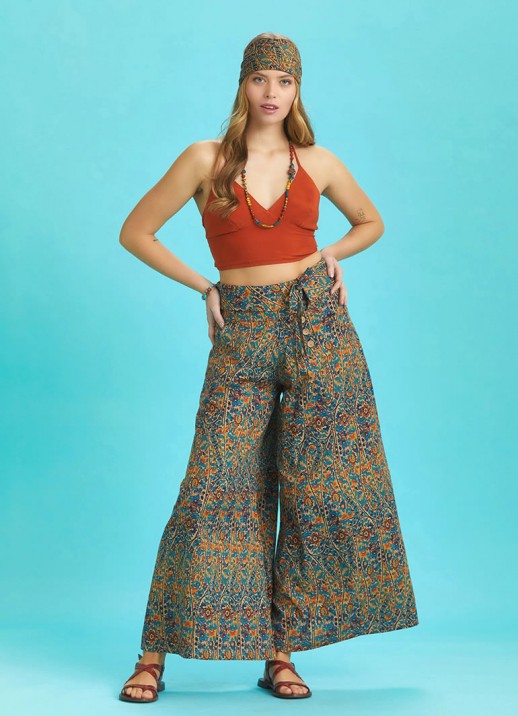 Pantaloni boho-chic print floral