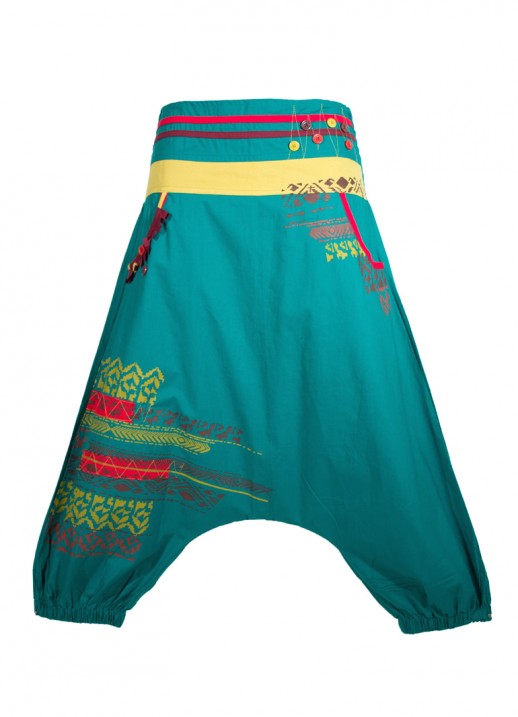Pantaloni etnici 3/4 cu print aztec