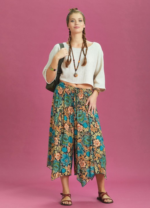 Pantaloni Hippie Chic cu model floral