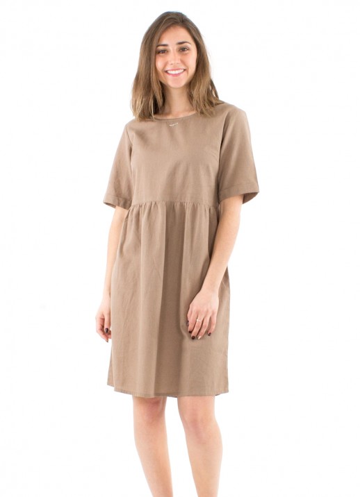 Rochie chic bumbac nuanta taupe