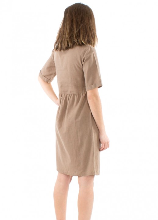 Rochie chic bumbac nuanta taupe