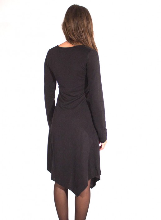 Rochie din tricot neagra asimetrica