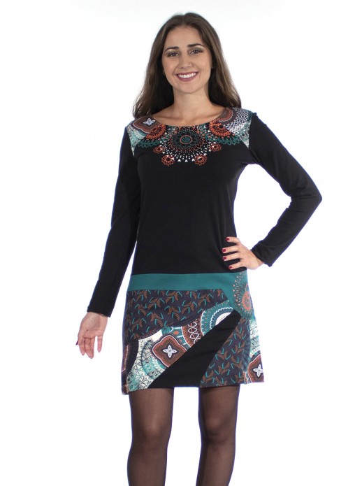 Rochie etnic-chic tricot bumbac