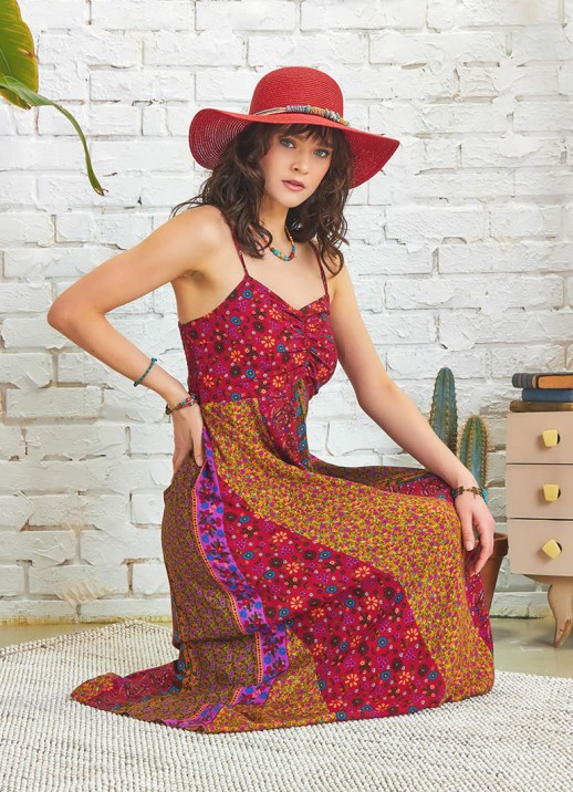 Rochie Maxi print floral mozaic