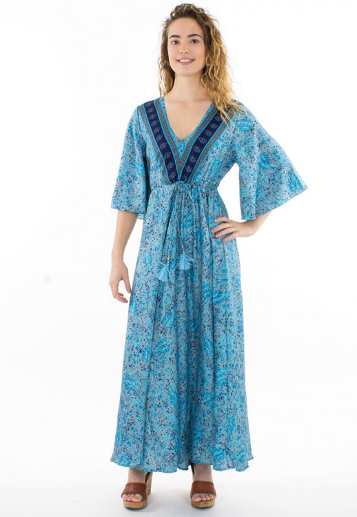 Rochie maxi turquaz print Sari