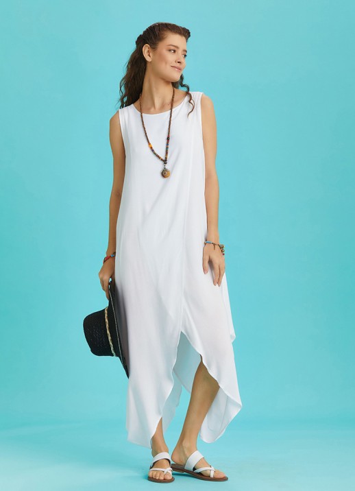 White Summer Dress croi in diagonala